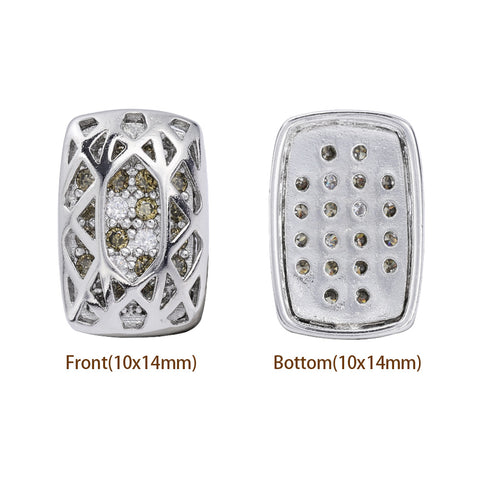 Cushion Rectangle Shape Imitation Rhodium Plated High-Quality Sew-on Alloy Charms Inlaid Cubic Zirconia