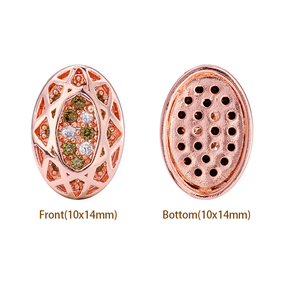 Oval Shape Rose Gold Plated High-Quality Sew-on Alloy Charms Inlaid Cubic Zirconia WholesaleRhinestone