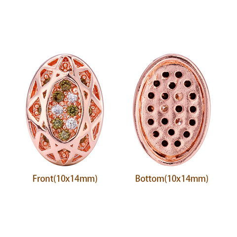 Oval Shape Rose Gold Plated High-Quality Sew-on Alloy Charms Inlaid Cubic Zirconia