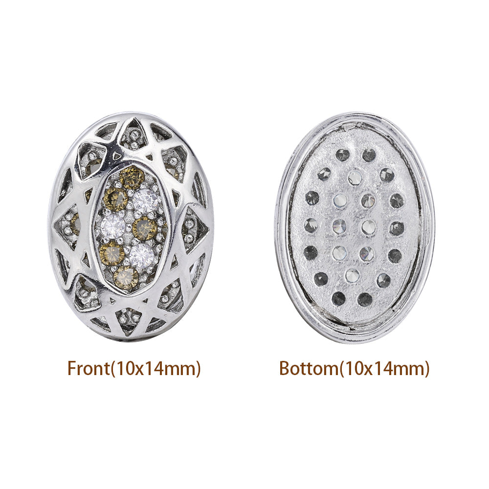 Oval Shape Imitation Rhodium Plated High-Quality Sew-on Alloy Charms Inlaid Cubic Zirconia WholesaleRhinestone