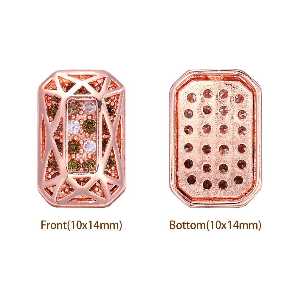 Octagon Shape Rose Gold Plated High-Quality Sew-on Alloy Charms Inlaid Cubic Zirconia WholesaleRhinestone