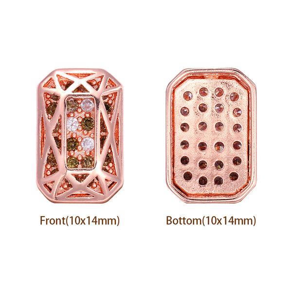 Octagon Shape Rose Gold Plated High-Quality Sew-on Alloy Charms Inlaid Cubic Zirconia WholesaleRhinestone