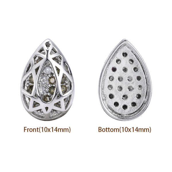 Drop Shape Imitation Rhodium Plated High-Quality Sew-on Alloy Charms Inlaid Cubic Zirconia WholesaleRhinestone
