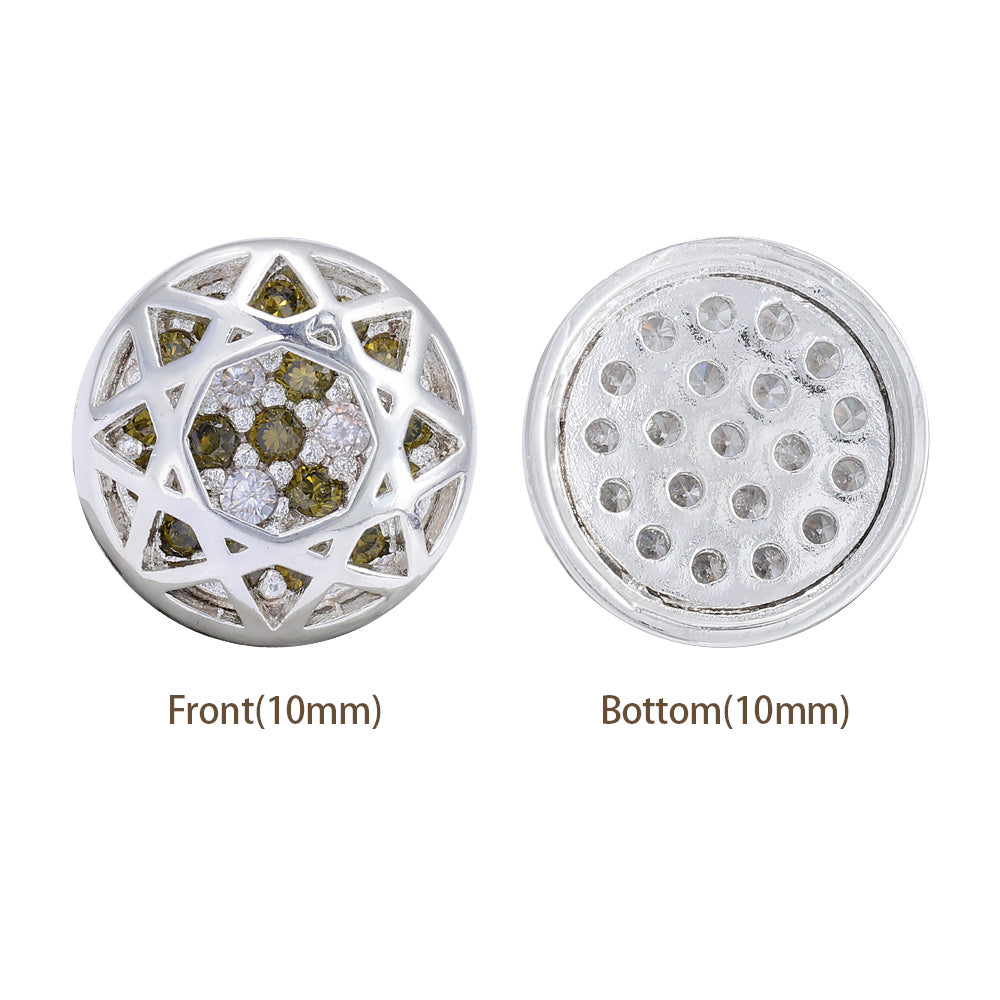 Round Shape Silver Plated High-Quality Sew-on Alloy Charms Inlaid Cubic Zirconia WholesaleRhinestone