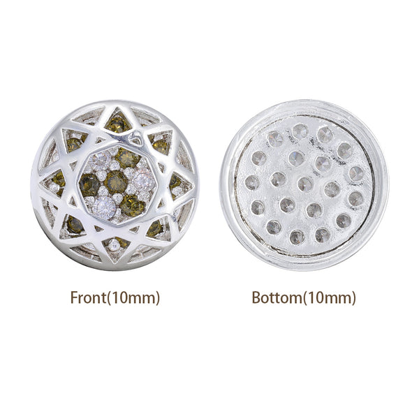 Round Shape Silver Plated High-Quality Sew-on Alloy Charms Inlaid Cubic Zirconia WholesaleRhinestone