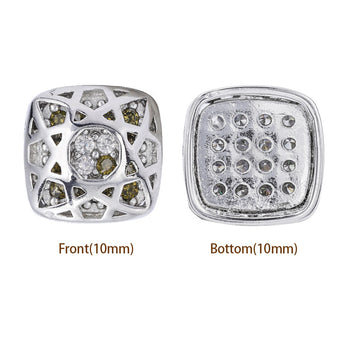 Mixed Colors Cushion Square Shape Imitation Rhodium Plated High-Quality Sew-on Alloy Charms Inlaid Cubic Zirconia WholesaleRhinestone