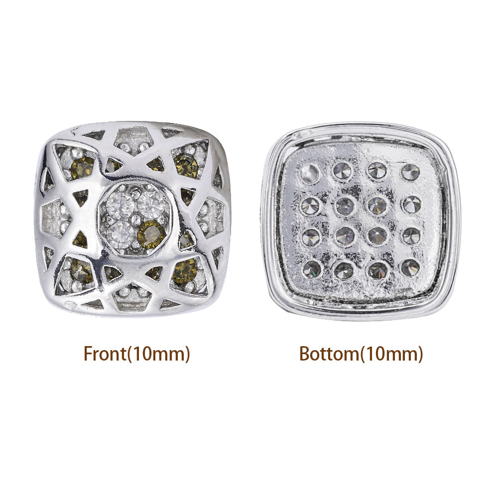Cushion Square Shape Imitation Rhodium Plated High-Quality Sew-on Alloy Charms Inlaid Cubic Zirconia WholesaleRhinestone