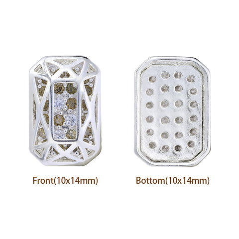 Octagon Shape Silver Plated High-Quality Sew-on Alloy Charms Inlaid Cubic Zirconia