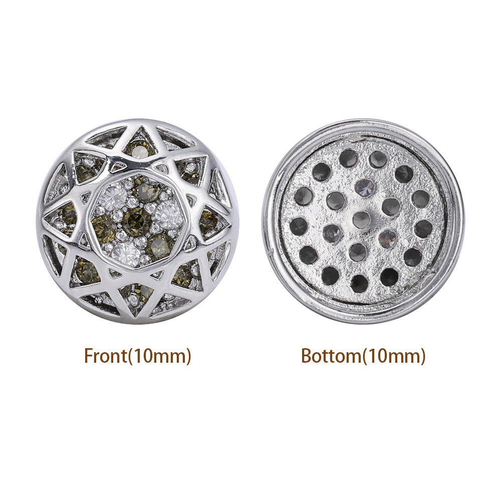 Round Shape Imitation Rhodium Plated High-Quality Sew-on Alloy Charms Inlaid Cubic Zirconia WholesaleRhinestone