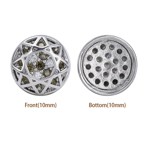 Round Shape Imitation Rhodium Plated High-Quality Sew-on Alloy Charms Inlaid Cubic Zirconia