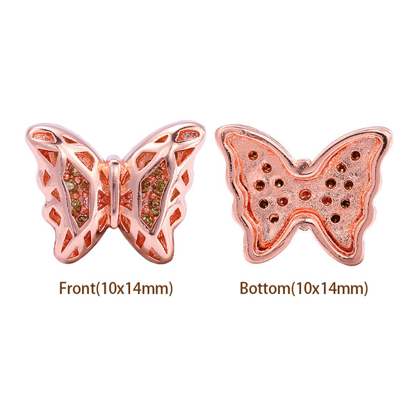 Butterfly Shape Rose Gold plated High-Quality Sew-on Alloy Charms Inlaid Cubic Zirconia WholesaleRhinestone