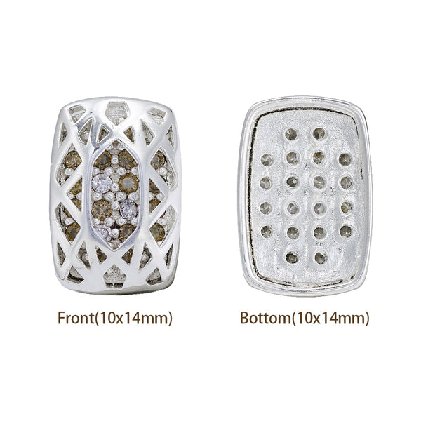 Cushion Rectangle Shape Silver Plated High-Quality Sew-on Alloy Charms Inlaid Cubic Zirconia WholesaleRhinestone