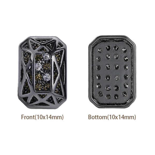 Octagon Shape Hematite Plated High-Quality Sew-on Alloy Charms Inlaid Cubic Zirconia WholesaleRhinestone