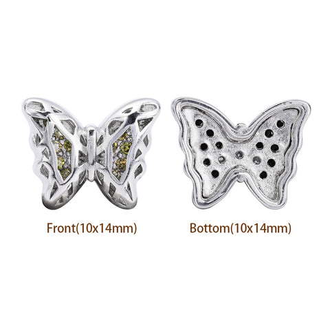 Butterfly Shape Imitation Rhodium Plated High-Quality Sew-on Alloy Charms Inlaid Cubic Zirconia