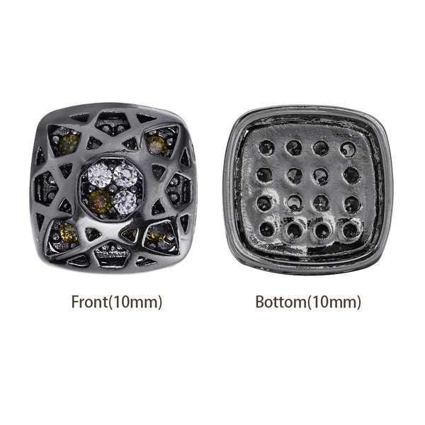 Cushion Square Shape Hematite Plated High-Quality Sew-on Alloy Charms Inlaid Cubic Zirconia WholesaleRhinestone