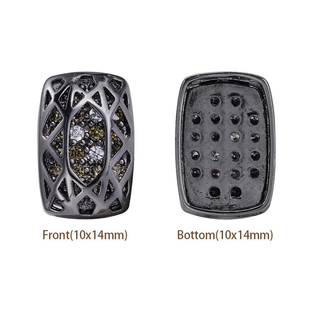 Cushion Rectangle Shape Hematite Plated High-Quality Sew-on Alloy Charms Inlaid Cubic Zirconia WholesaleRhinestone