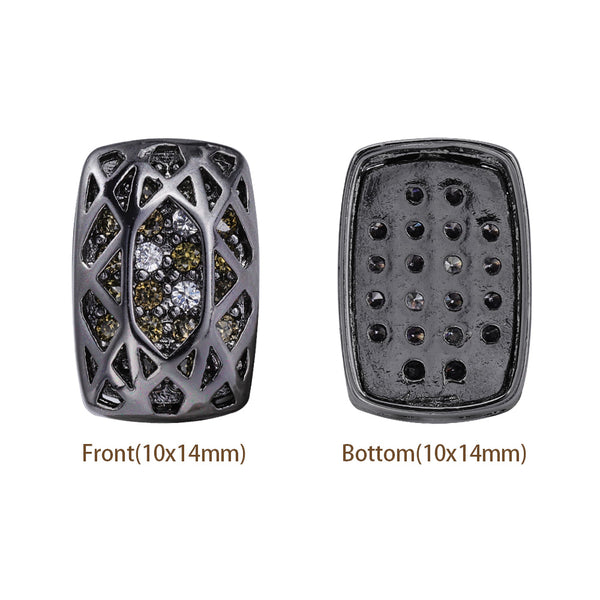 Cushion Rectangle Shape Hematite Plated High-Quality Sew-on Alloy Charms Inlaid Cubic Zirconia WholesaleRhinestone