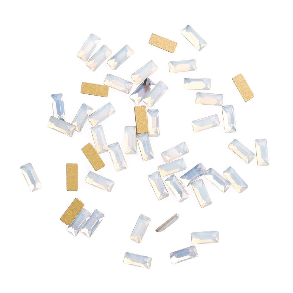 Rectangle Shape White Opal Flat Back Fancy Rhinestones WholesaleRhinestone