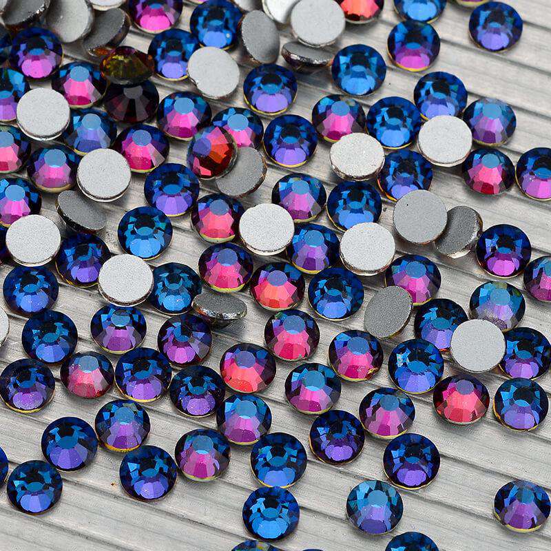 Blue Volcano Glass FlatBack Rhinestones Silver Back WholesaleRhinestone