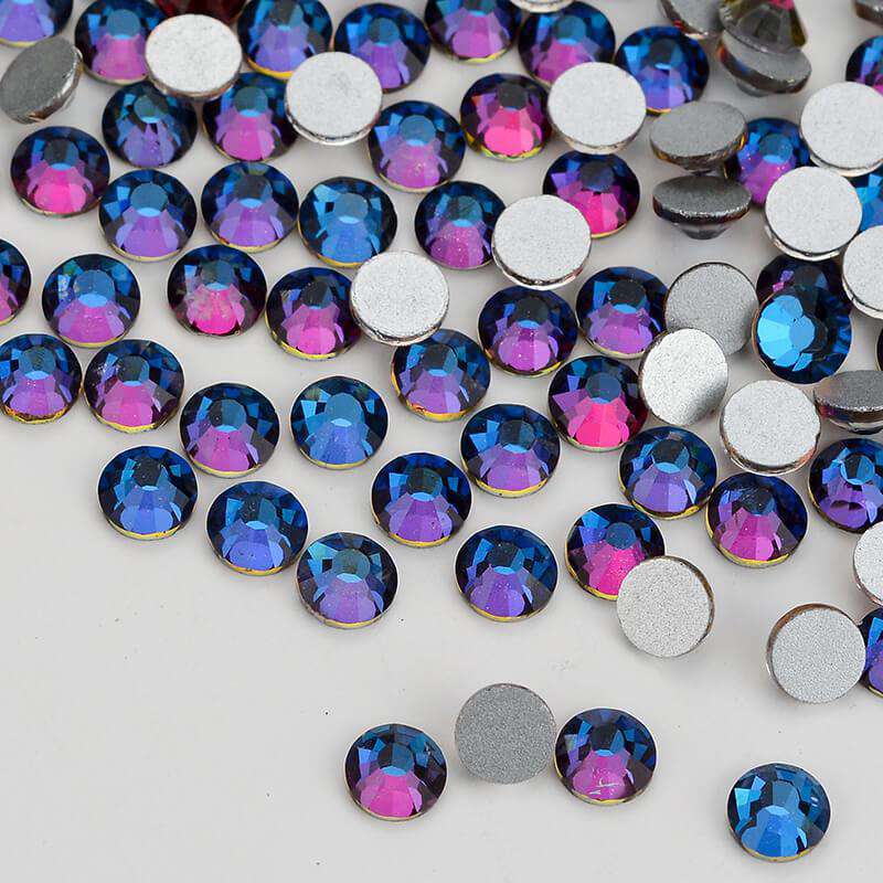 Blue Volcano Glass FlatBack Rhinestones Silver Back WholesaleRhinestone