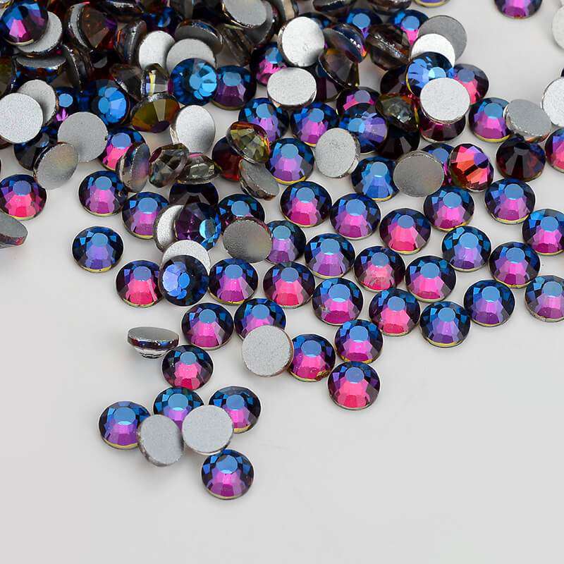 Blue Volcano Glass FlatBack Rhinestones Silver Back WholesaleRhinestone