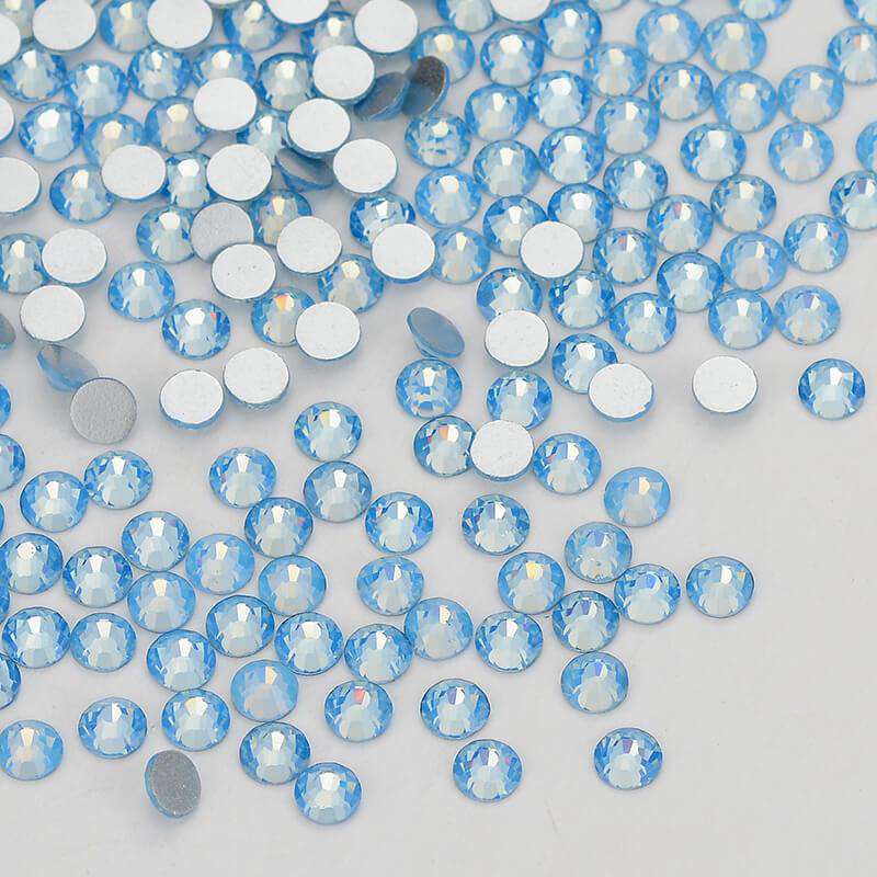 Blue Opal Glass FlatBack Rhinestones Silver Back WholesaleRhinestone