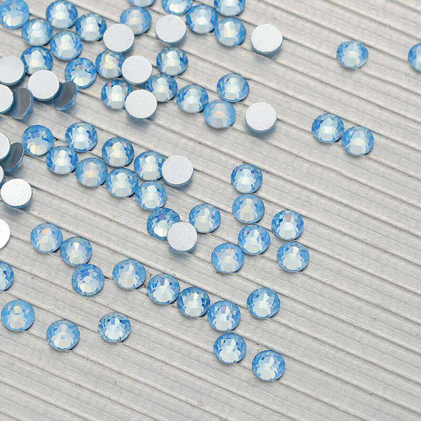 Blue Opal Glass FlatBack Rhinestones Silver Back WholesaleRhinestone