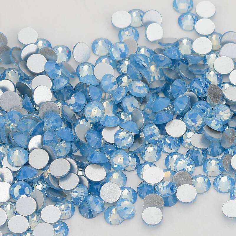 Blue Opal Glass FlatBack Rhinestones Silver Back WholesaleRhinestone