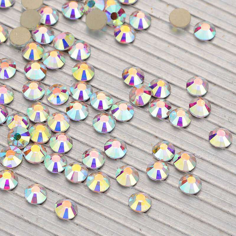 Crystal AB Glass FlatBack Rhinestones Golden Back Secondary image