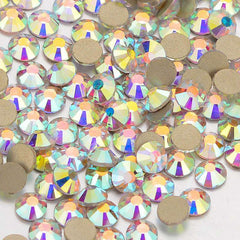 Crystal AB Glass FlatBack Rhinestones In Bulk Golden Back WholesaleRhinestone