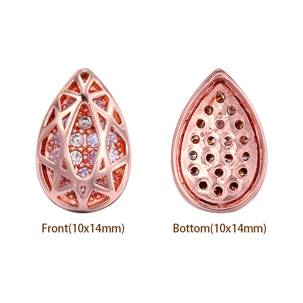 Drop Shape Rose Gold Plated High-Quality Sew-on Alloy Charms Inlaid Cubic Zirconia WholesaleRhinestone