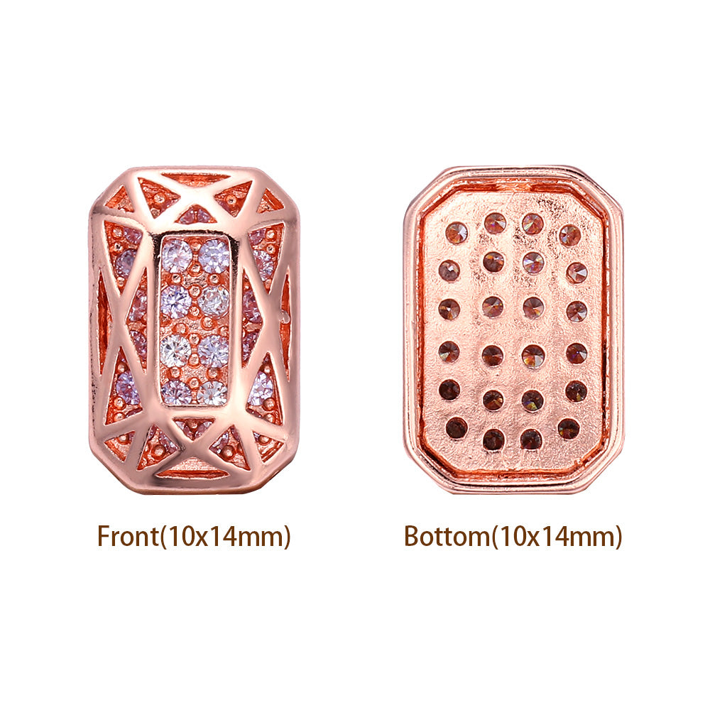 Octagon Shape Rose Gold Plated High-Quality Sew-on Alloy Charms Inlaid Cubic Zirconia WholesaleRhinestone