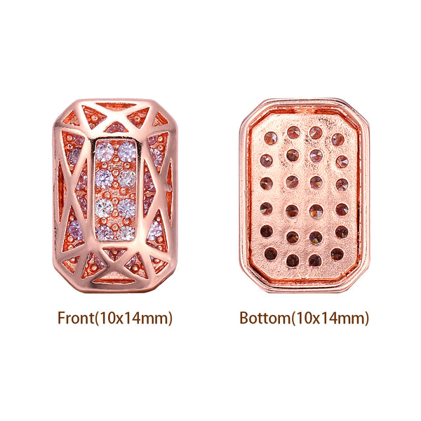 Octagon Shape Rose Gold Plated High-Quality Sew-on Alloy Charms Inlaid Cubic Zirconia WholesaleRhinestone