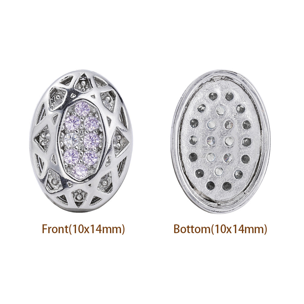 Oval Shape Imitation Rhodium Plated High-Quality Sew-on Alloy Charms Inlaid Cubic Zirconia WholesaleRhinestone