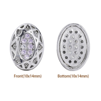 Mixed Colors Oval Shape Imitation Rhodium Plated High-Quality Sew-on Alloy Charms Inlaid Cubic Zirconia WholesaleRhinestone