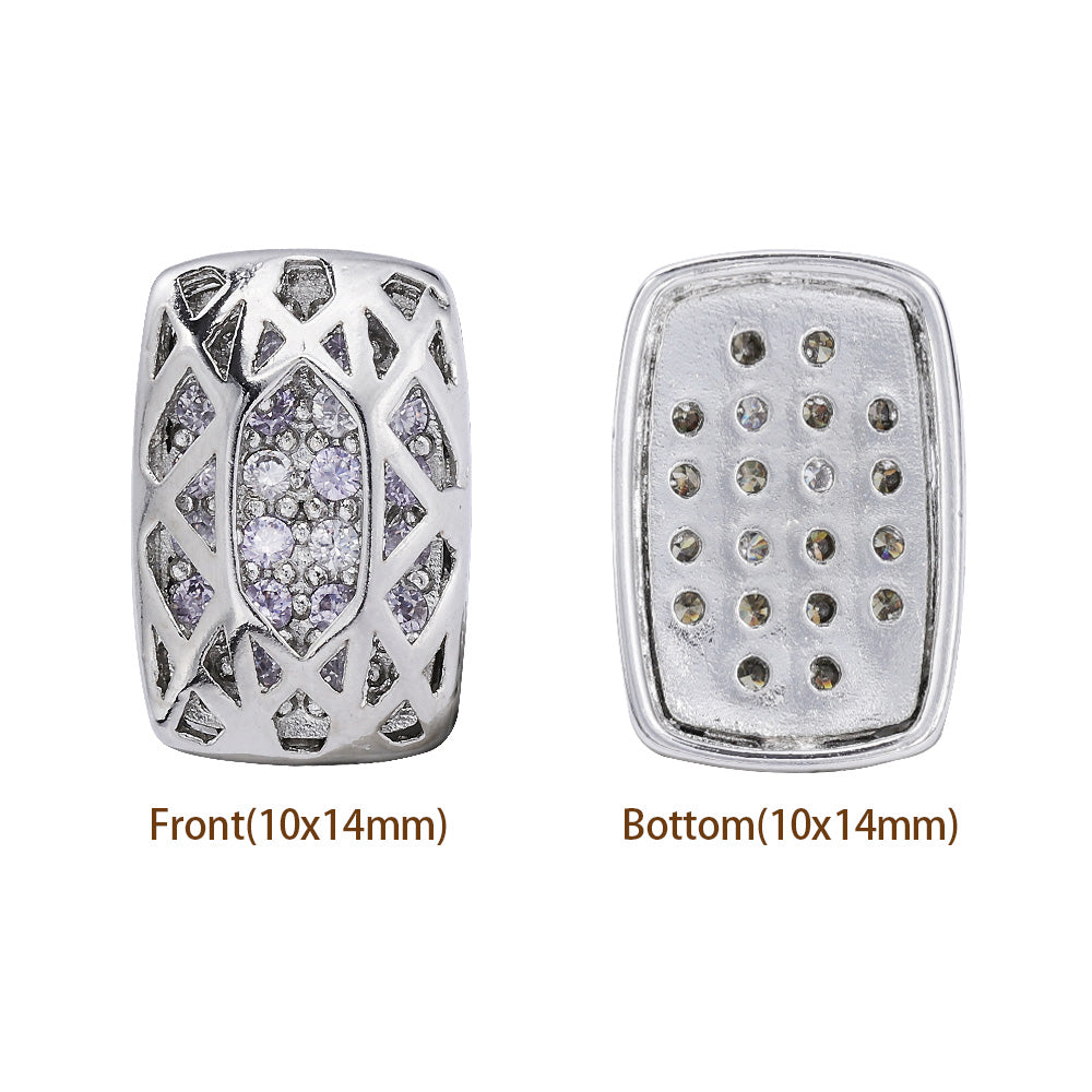 Cushion Rectangle Shape Imitation Rhodium Plated High-Quality Sew-on Alloy Charms Inlaid Cubic Zirconia WholesaleRhinestone