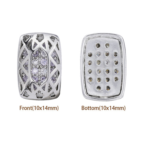 Cushion Rectangle Shape Imitation Rhodium Plated High-Quality Sew-on Alloy Charms Inlaid Cubic Zirconia