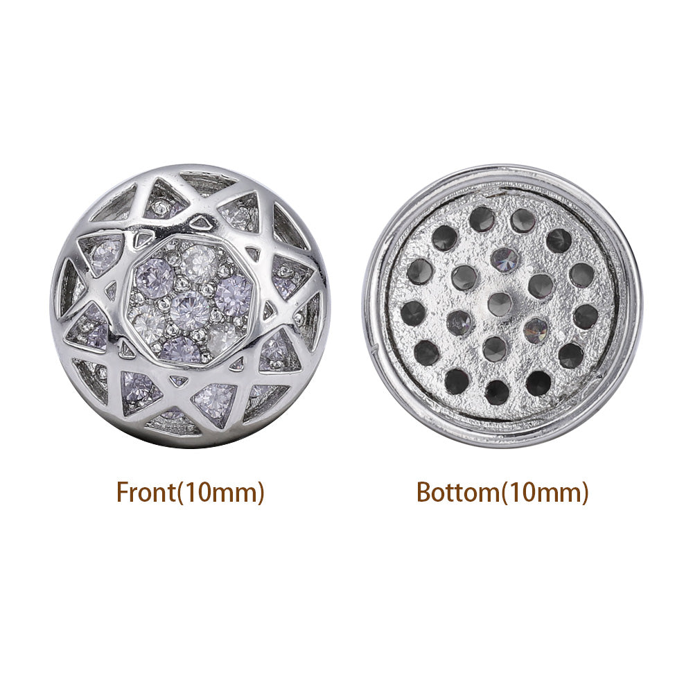 Round Shape Imitation Rhodium Plated High-Quality Sew-on Alloy Charms Inlaid Cubic Zirconia WholesaleRhinestone