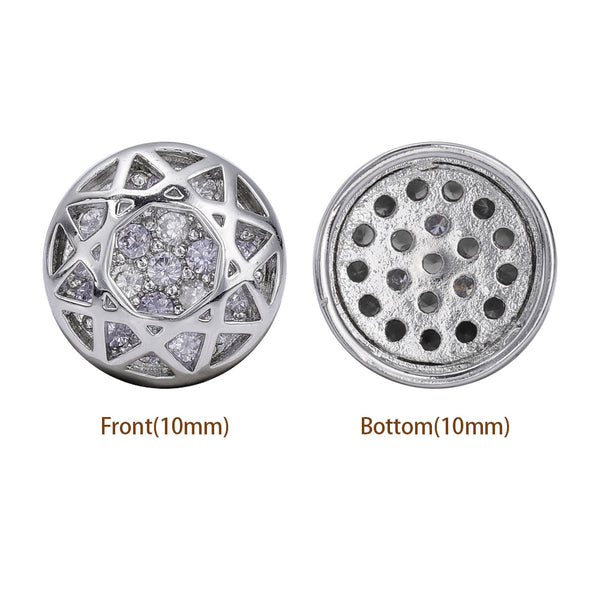 Round Shape Imitation Rhodium Plated High-Quality Sew-on Alloy Charms Inlaid Cubic Zirconia WholesaleRhinestone