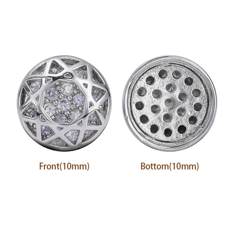 Round Shape Imitation Rhodium Plated High-Quality Sew-on Alloy Charms Inlaid Cubic Zirconia
