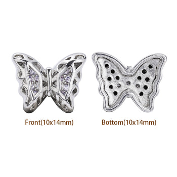 Mixed Colors Butterfly Shape Imitation Rhodium Plated High-Quality Sew-on Alloy Charms Inlaid Cubic Zirconia WholesaleRhinestone