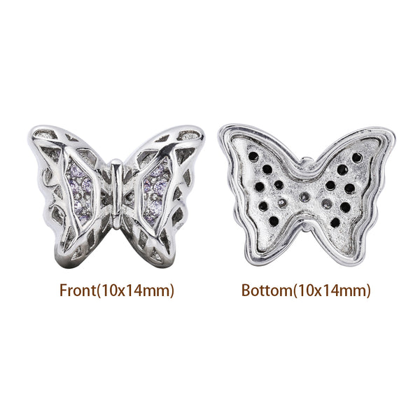Butterfly Shape Imitation Rhodium Plated High-Quality Sew-on Alloy Charms Inlaid Cubic Zirconia