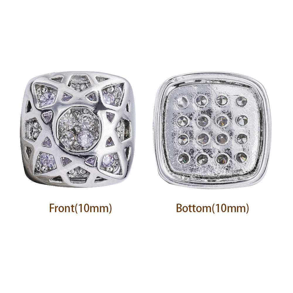 Cushion Square Shape Imitation Rhodium Plated High-Quality Sew-on Alloy Charms Inlaid Cubic Zirconia