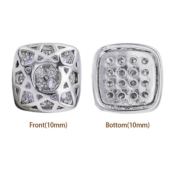 Mixed Colors Cushion Square Shape Imitation Rhodium Plated High-Quality Sew-on Alloy Charms Inlaid Cubic Zirconia WholesaleRhinestone