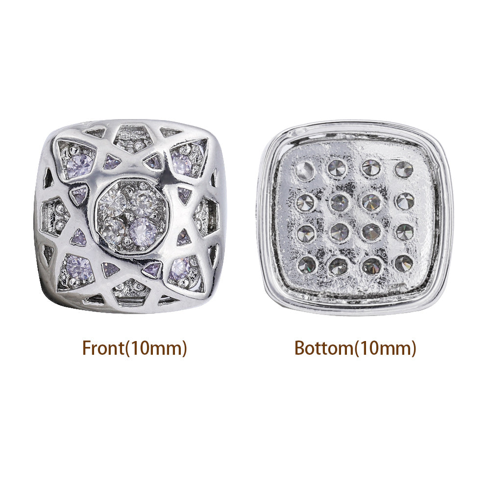 Cushion Square Shape Imitation Rhodium Plated High-Quality Sew-on Alloy Charms Inlaid Cubic Zirconia WholesaleRhinestone