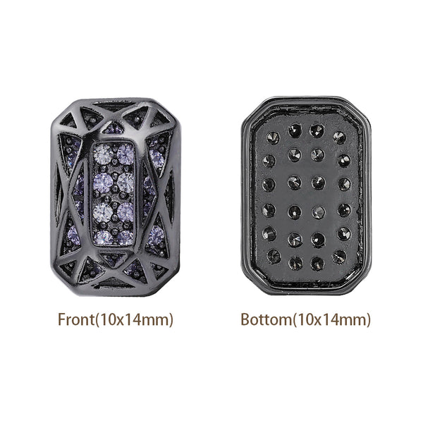 Octagon Shape Hematite Plated High-Quality Sew-on Alloy Charms Inlaid Cubic Zirconia WholesaleRhinestone