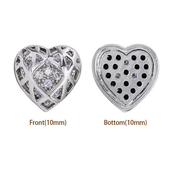 Mixed Colors Heart Shape Imitation Rhodium Plated High-Quality Sew-on Alloy Charms Inlaid Cubic Zirconia WholesaleRhinestone