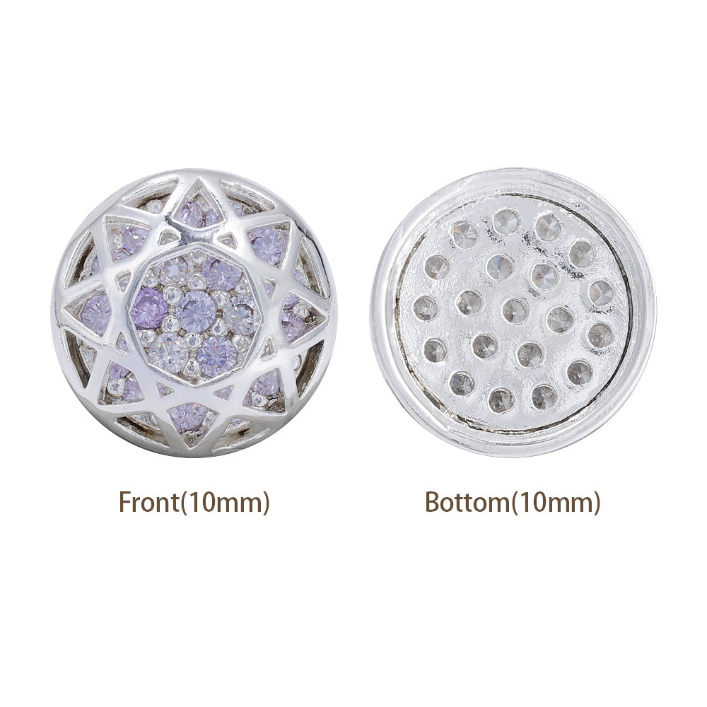 Round Shape Silver Plated High-Quality Sew-on Alloy Charms Inlaid Cubic Zirconia WholesaleRhinestone