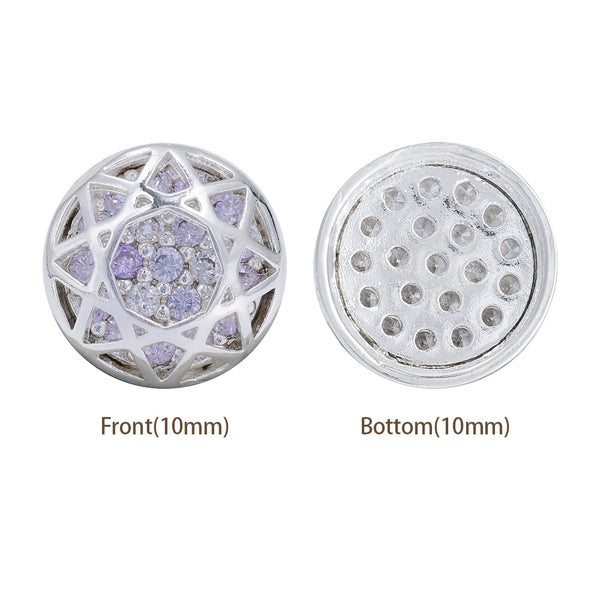 Round Shape Silver Plated High-Quality Sew-on Alloy Charms Inlaid Cubic Zirconia WholesaleRhinestone