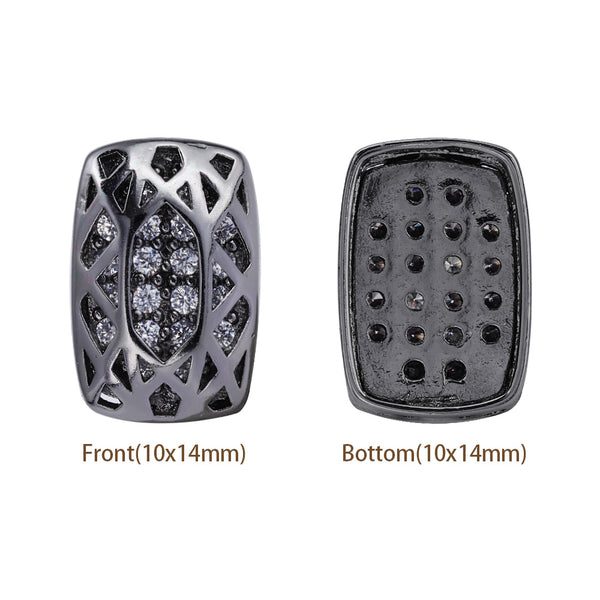 Cushion Rectangle Shape Hematite Plated High-Quality Sew-on Alloy Charms Inlaid Cubic Zirconia WholesaleRhinestone